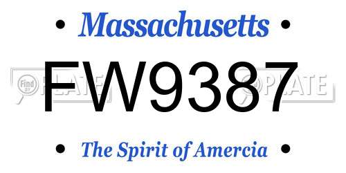 FW9387 Massachusetts License Plate