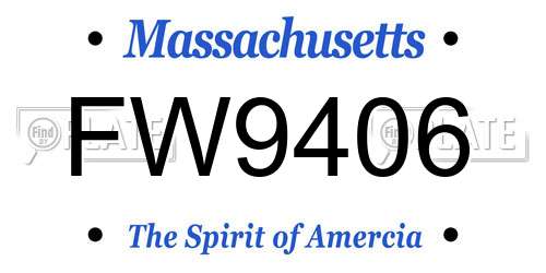 FW9406 Massachusetts License Plate