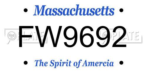 FW9692 Massachusetts License Plate