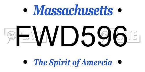 FWD596 Massachusetts License Plate