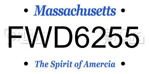 FWD6255 Massachusetts License Plate
