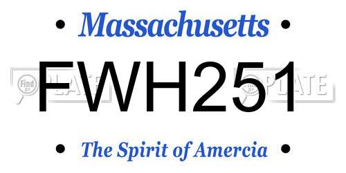 FWH251 Massachusetts License Plate