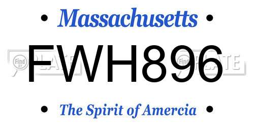 FWH896 Massachusetts License Plate