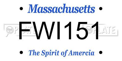 FWI151 Massachusetts License Plate