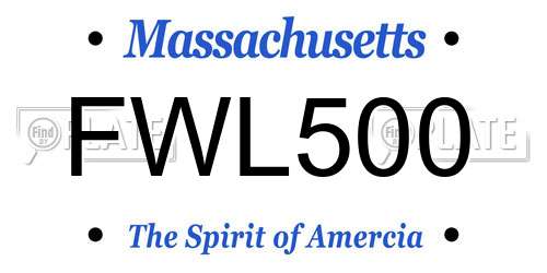 FWL500 Massachusetts License Plate