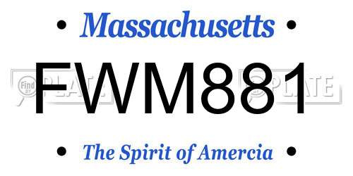 FWM881 Massachusetts License Plate
