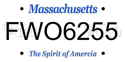 FWO6255 Massachusetts License Plate