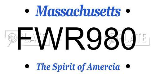 FWR980 Massachusetts License Plate