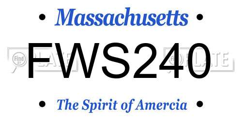 FWS240 Massachusetts License Plate