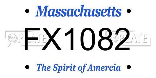 FX1082 Massachusetts License Plate