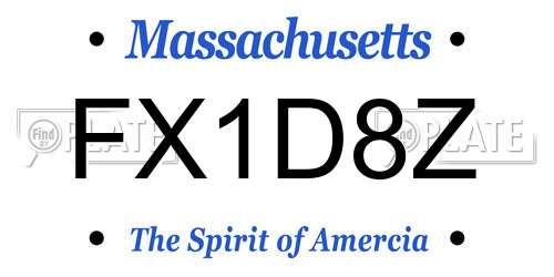 FX1D8Z Massachusetts License Plate