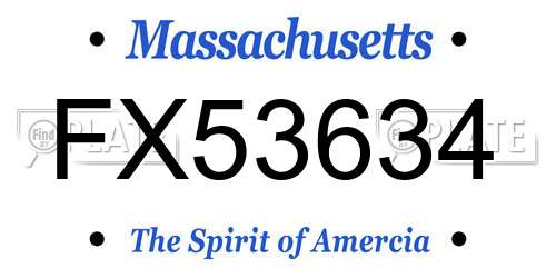 FX53634 Massachusetts License Plate