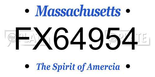 FX64954 Massachusetts License Plate