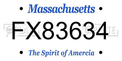 FX83634 Massachusetts License Plate
