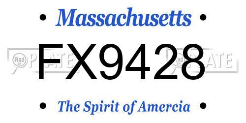FX9428 Massachusetts License Plate