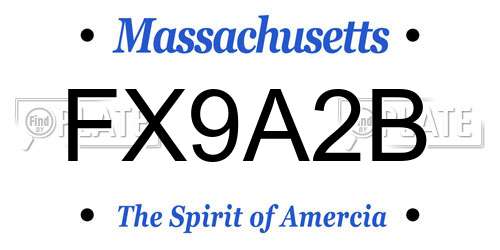 FX9A2B Massachusetts License Plate