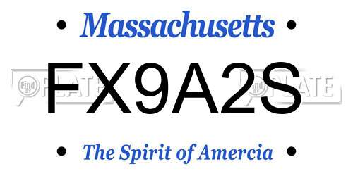 FX9A2S Massachusetts License Plate