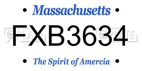FXB3634 Massachusetts License Plate
