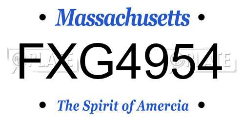 FXG4954 Massachusetts License Plate