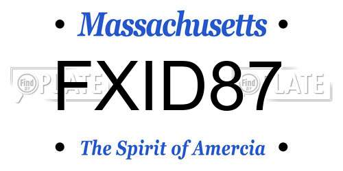 FXID87 Massachusetts License Plate