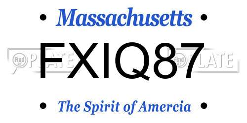 FXIQ87 Massachusetts License Plate