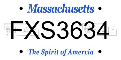 FXS3634 Massachusetts License Plate