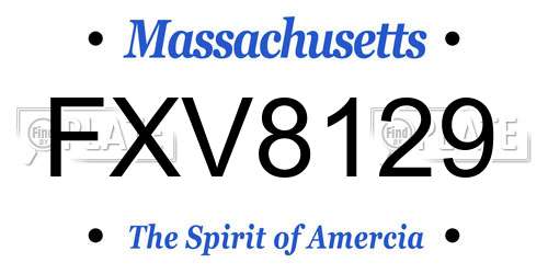 FXV8129 Massachusetts License Plate