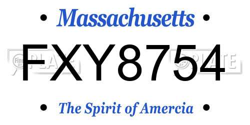 FXY8754 Massachusetts License Plate