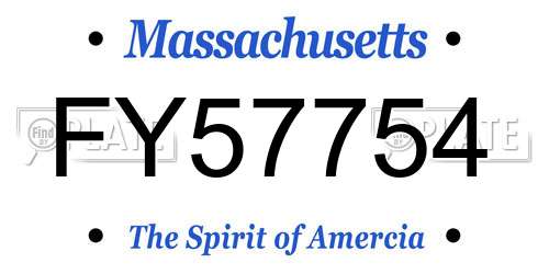 FY57754 Massachusetts License Plate