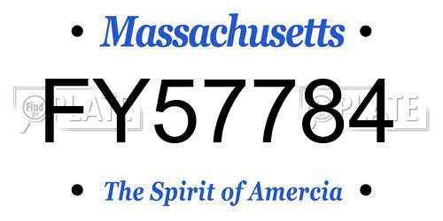 FY57784 Massachusetts License Plate