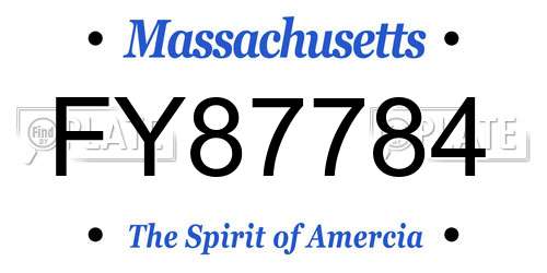 FY87784 Massachusetts License Plate