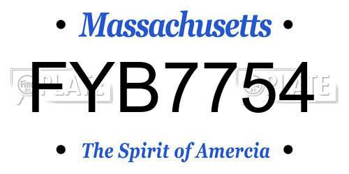 FYB7754 Massachusetts License Plate