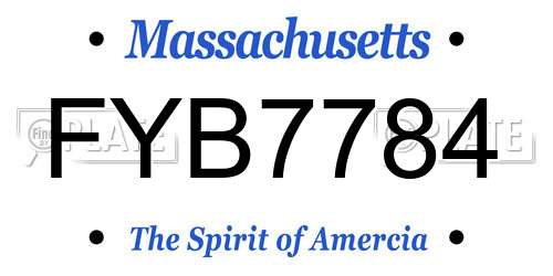 FYB7784 Massachusetts License Plate