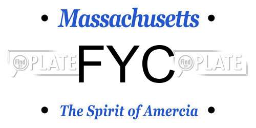 FYC Massachusetts License Plate