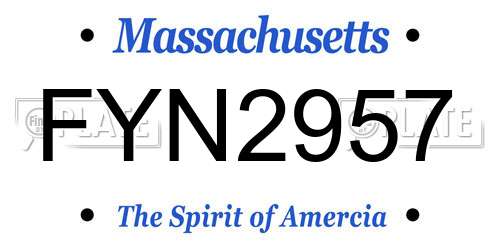 FYN2957 Massachusetts License Plate