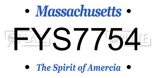 FYS7754 Massachusetts License Plate