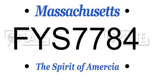 FYS7784 Massachusetts License Plate