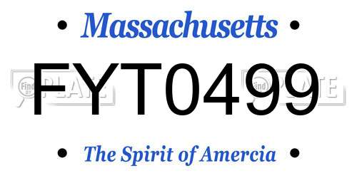 FYT0499 Massachusetts License Plate