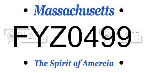FYZ0499 Massachusetts License Plate
