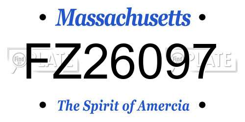 FZ26097 Massachusetts License Plate