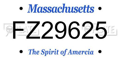 FZ29625 Massachusetts License Plate