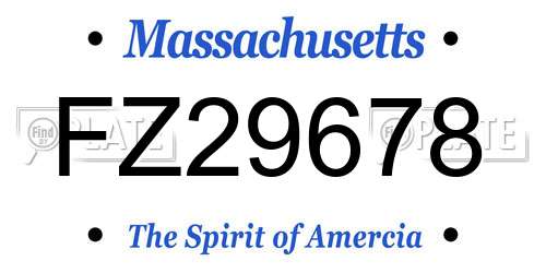 FZ29678 Massachusetts License Plate