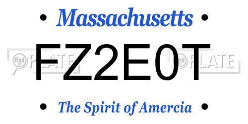 FZ2E0T Massachusetts License Plate