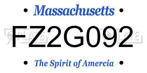 FZ2G092 Massachusetts License Plate