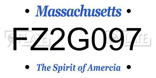 FZ2G097 Massachusetts License Plate
