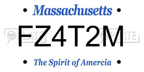 FZ4T2M Massachusetts License Plate