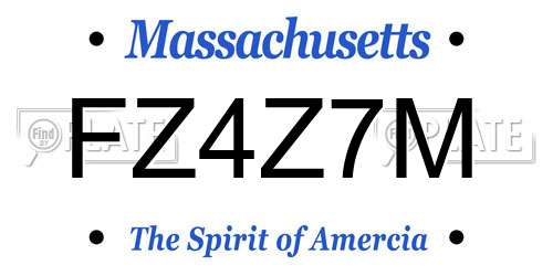 FZ4Z7M Massachusetts License Plate