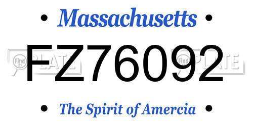 FZ76092 Massachusetts License Plate