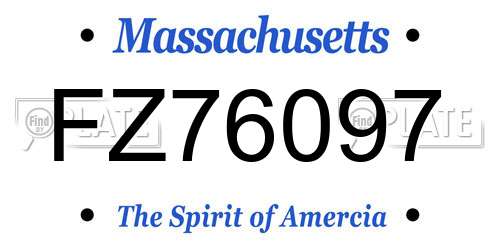 FZ76097 Massachusetts License Plate