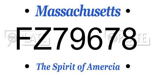 FZ79678 Massachusetts License Plate